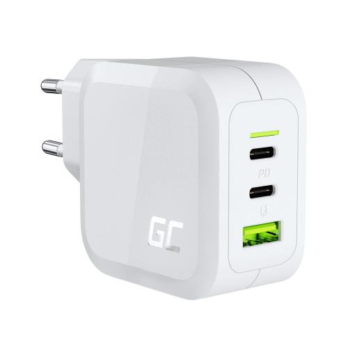 Green Cell White 65W GaN GC PowerGan mains charger for Laptop, MacBook, Phone, Tablet, Nintendo Swit
