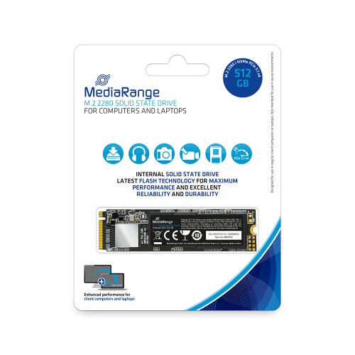  MediaRange Internal M.2 2280 solid state drive, NVMe PCIe 3.1 x4 20 Gb/s, 512GB, black (MR1032)