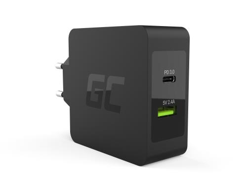  Φορτιστής με Καλώδιο με Θύρα USB-A και Θύρα USB-C 45W Power Delivery / Quick Charge 3.0 Μαύρος (
