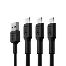 Set 3x Green Cell Cable GC Ray USB - Lightning 120cm for iPhone, iPad, iPod, white LED, quick chargi